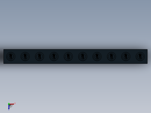 乐高机械组积木（横梁）-273026 Black Technic Brick 1 x 10 with Holes俯视缩略图