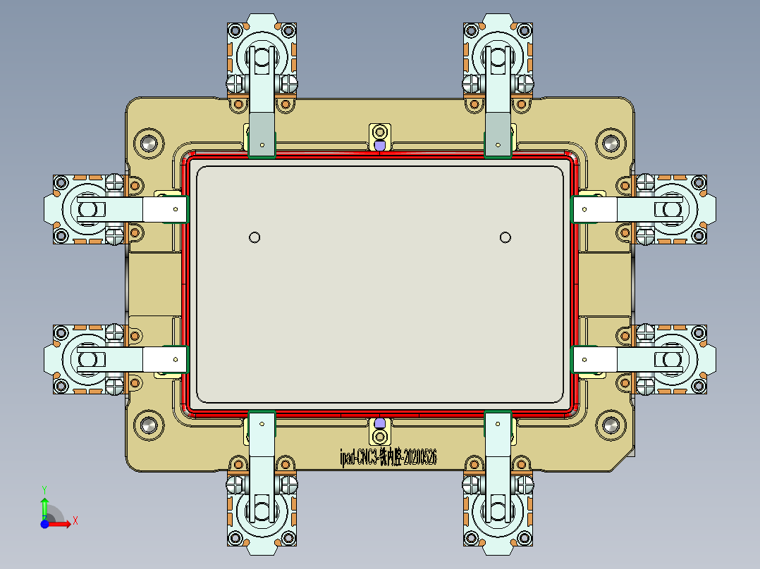 IPAD外壳精铣内腔治具模型前视图