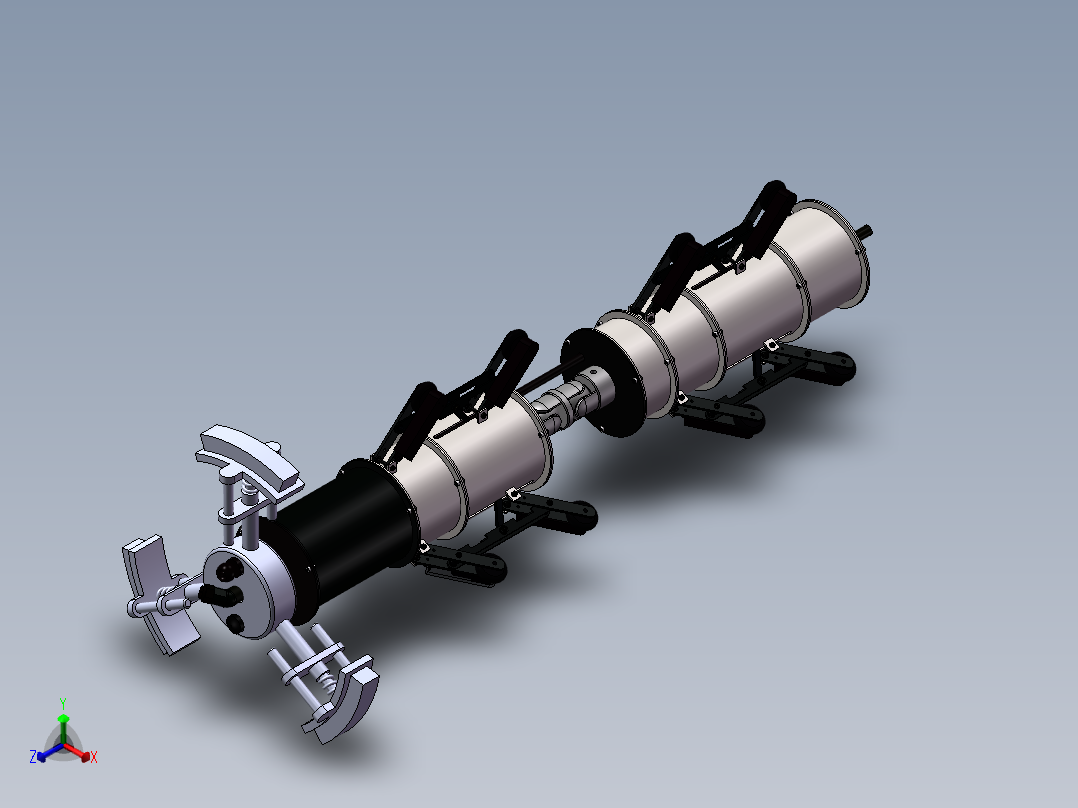 管道机器人装配体 装配图 部分零件图正等轴测图