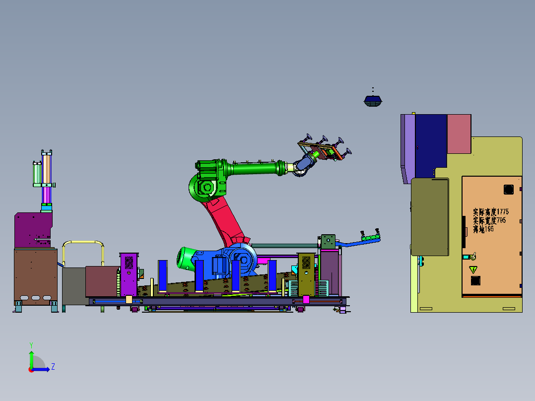 机器人折弯机取放料装置左视图