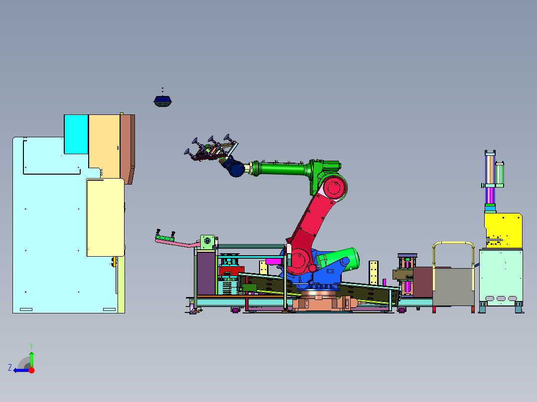 机器人折弯机取放料装置右视图