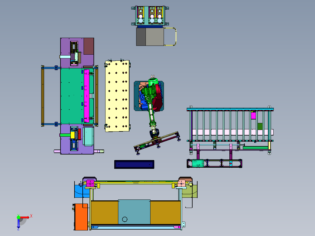 机器人折弯机取放料装置俯视图