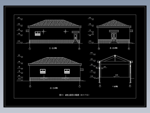 图8-6  建筑立面图及剖面图（KB-3-T-02）