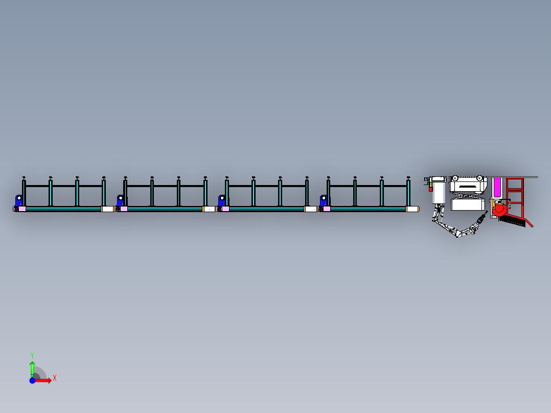 自动化批量切管机设备模拟前视图