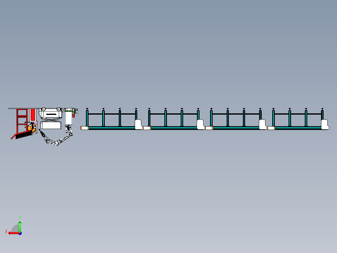 自动化批量切管机设备模拟后视图