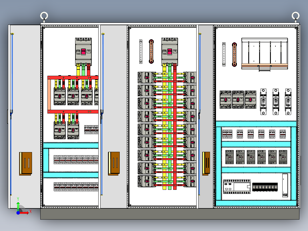 三柜组装630A电源柜刀开关plc接触器控制柜 55721前视图