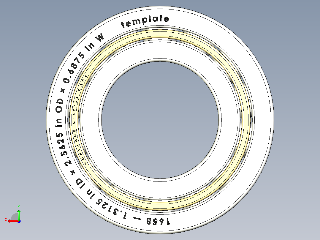 完整的英制1600系列，开放式轴承库SolidWorks和Step模型后视图