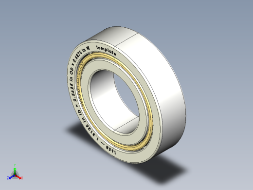 完整的英制1600系列，开放式轴承库SolidWorks和Step模型正等轴测缩略图