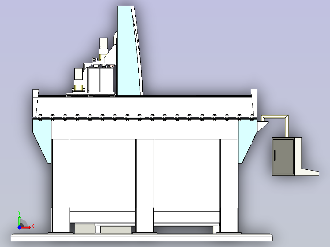 5轴加工机床设计3D图纸模型前视图