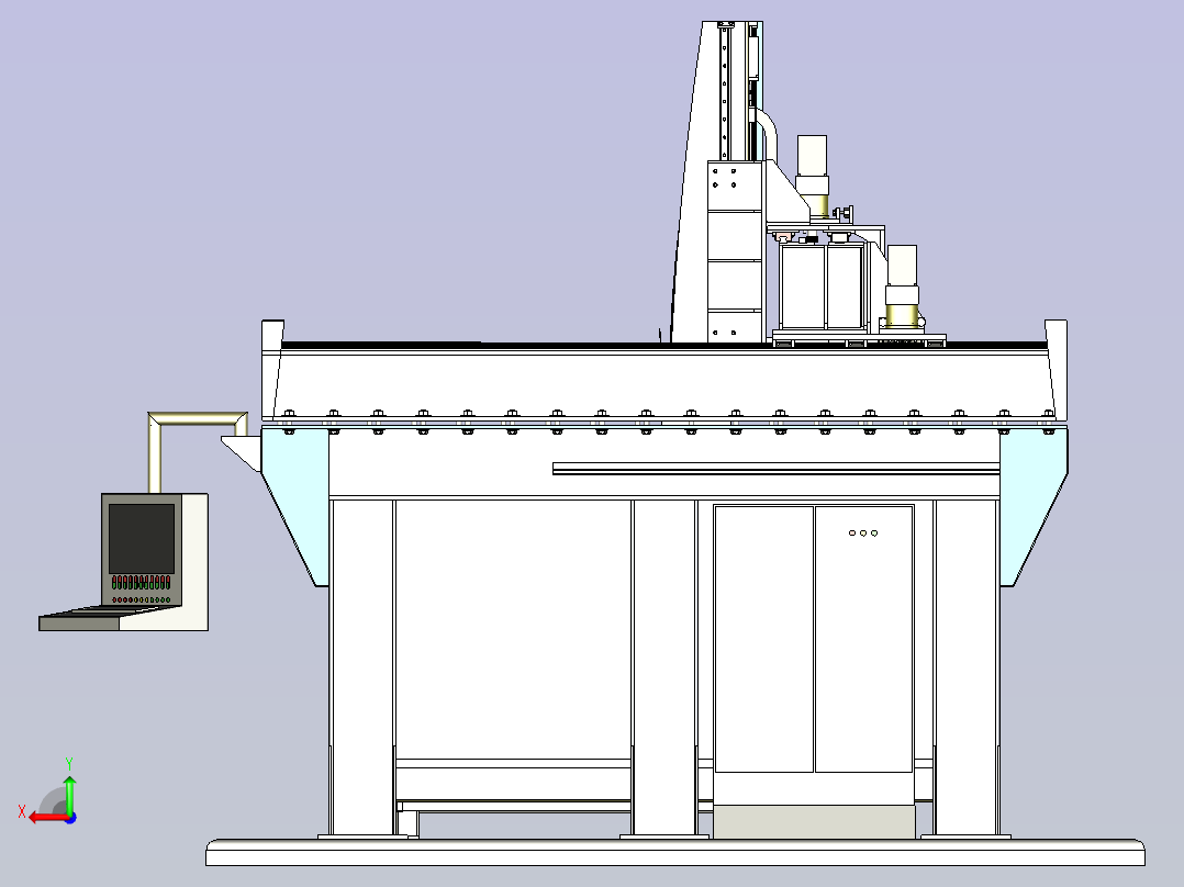 5轴加工机床设计3D图纸模型后视图