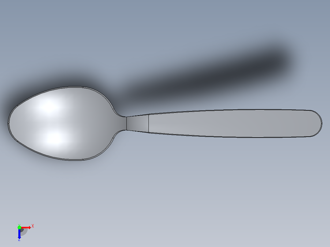 逼真的勺子——高质量的3D模型俯视图