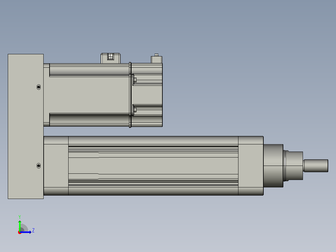MTE63-100-P10-P-M750W-I-S3 MTE63电动缸 最大负载300kg 最大推力2560N 750W电机间接安装左视图