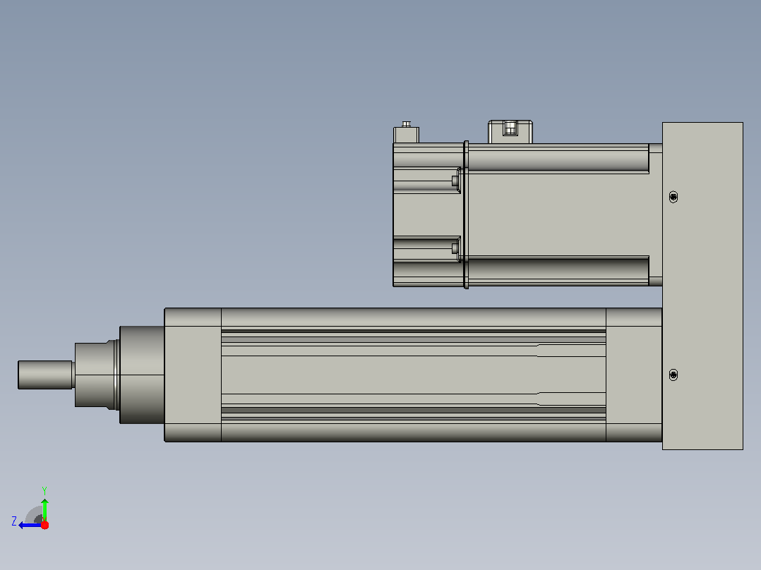 MTE63-100-P10-P-M750W-I-S3 MTE63电动缸 最大负载300kg 最大推力2560N 750W电机间接安装右视图