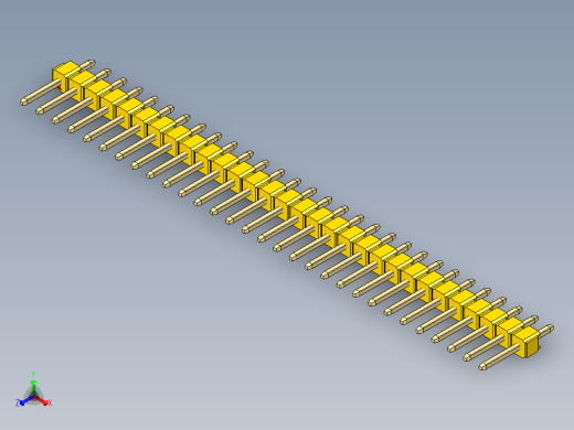 彩色公头100mil（2.54mm）系列-DS1021_yellow_1x30p_100mil_Type1_rev1.0正等轴测缩略图