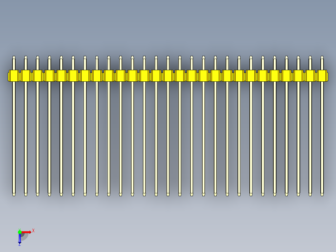 彩色公头100mil（2.54mm）系列-DS1021_yellow_2x27p_100mil_Type43_rev1.0俯视图