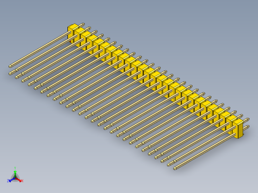 彩色公头100mil（2.54mm）系列-DS1021_yellow_2x27p_100mil_Type43_rev1.0正等轴测缩略图