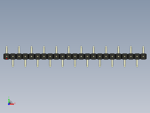 彩色公排针 100mil 2.54mm 系列-DS1022_black_23p_100mil_Type_SMT_R1_rev1.0前视缩略图