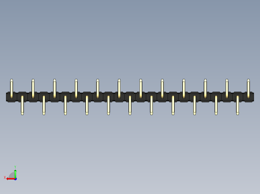 彩色公排针 100mil 2.54mm 系列-DS1022_black_23p_100mil_Type_SMT_R1_rev1.0后视图
