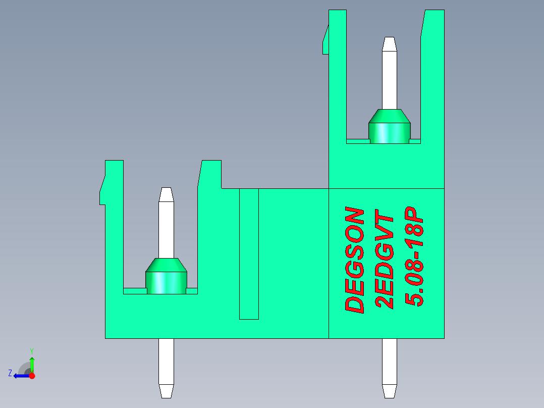 DEGSON 2EDG 系列 5.08mm 可插拔接线端子组-2EDGVT-5.08-18P-14-00AH右视图
