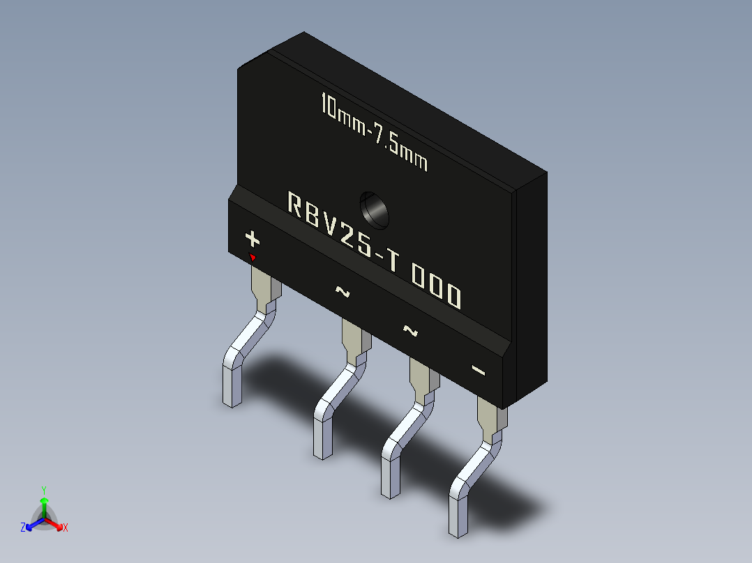 桥式整流器-RBV25-T正等轴测图