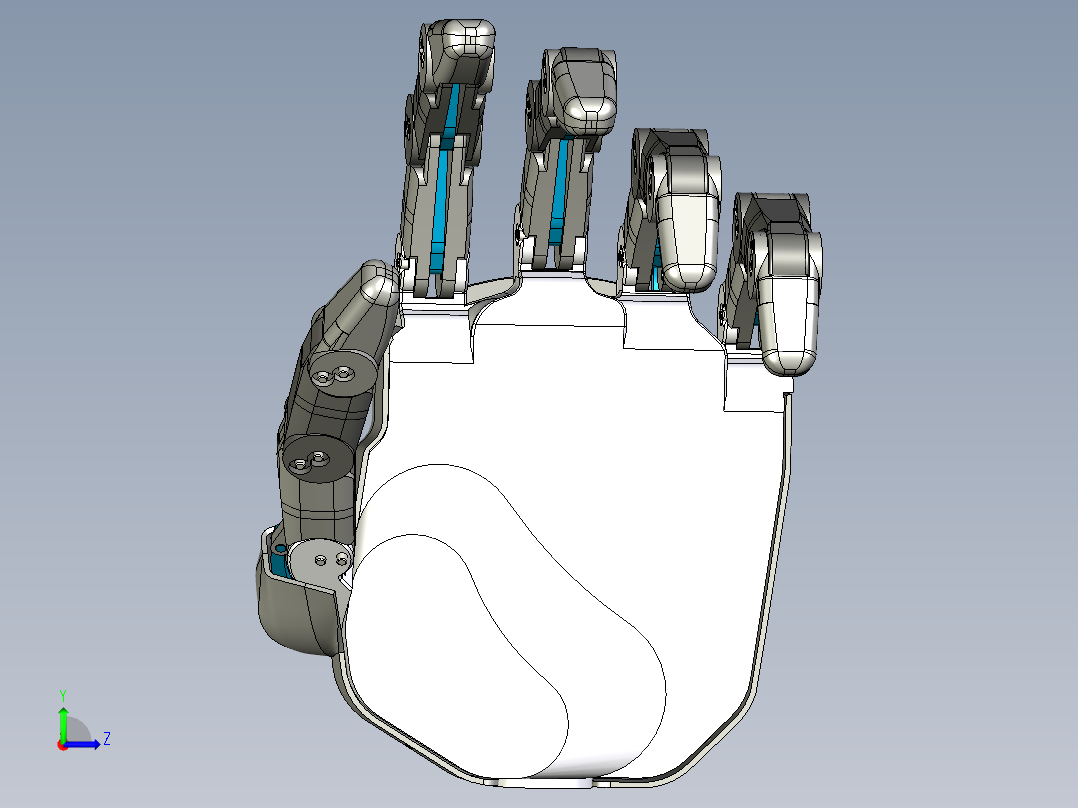 five servos SG90仿生机械手掌左视图