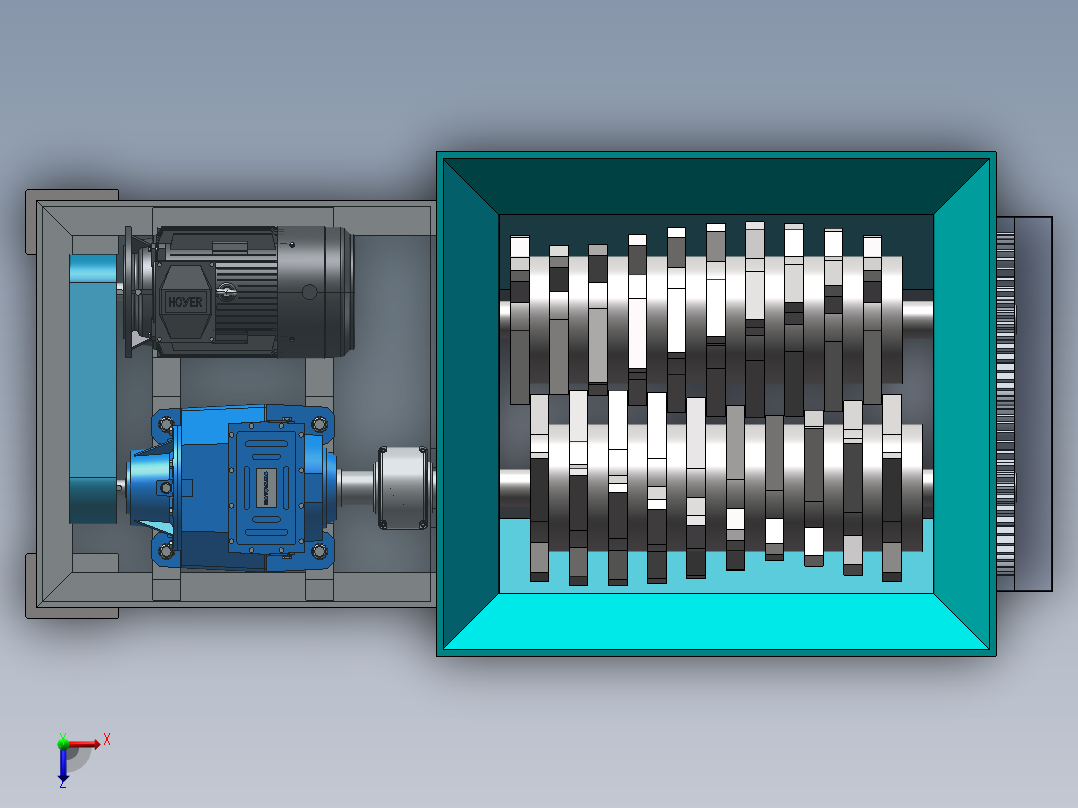 齿辊式破碎机俯视图