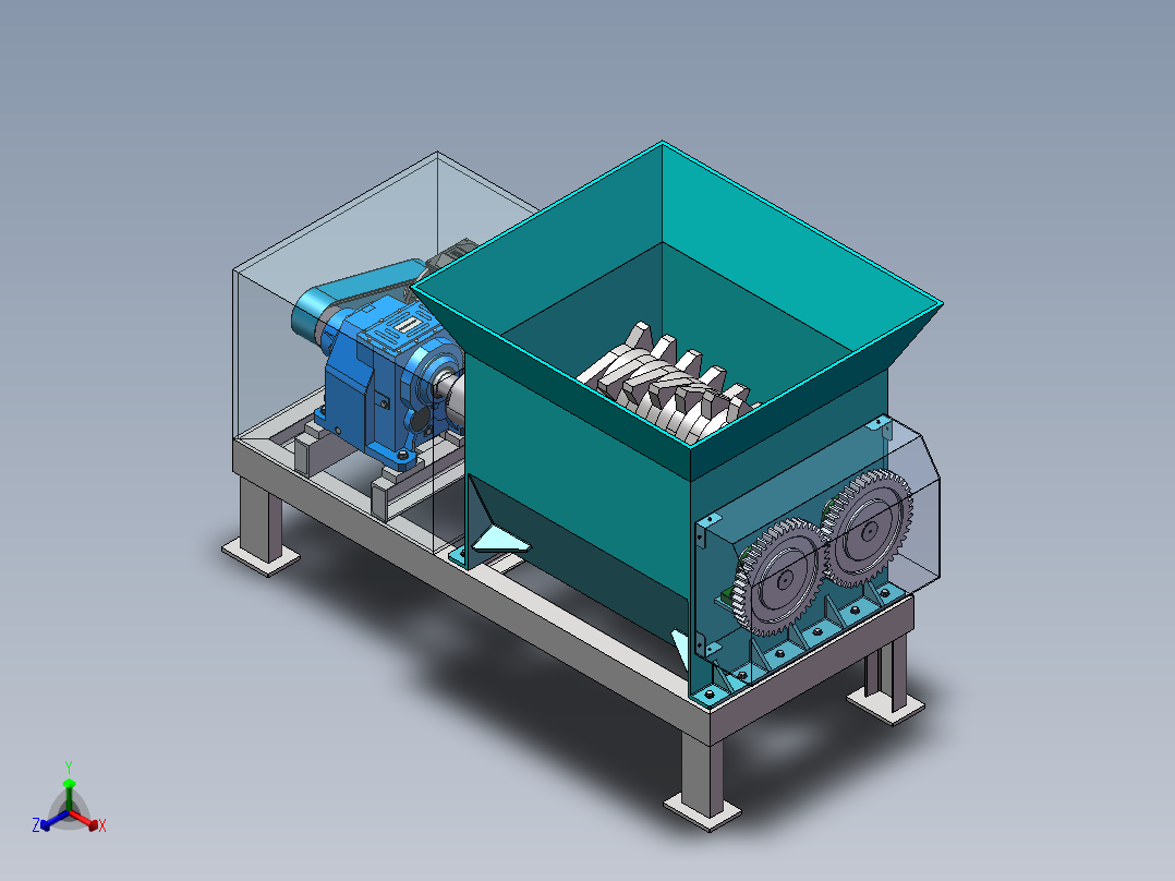 齿辊式破碎机正等轴测图