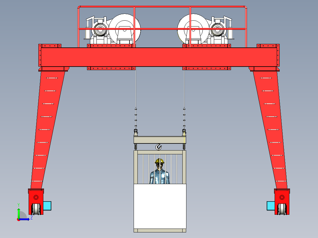 竖井起重机龙门吊左视图