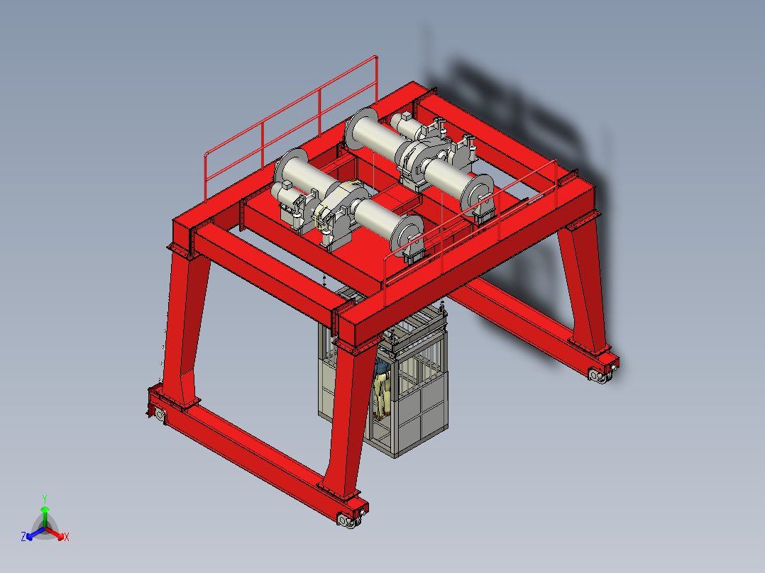 竖井起重机龙门吊正等轴测图