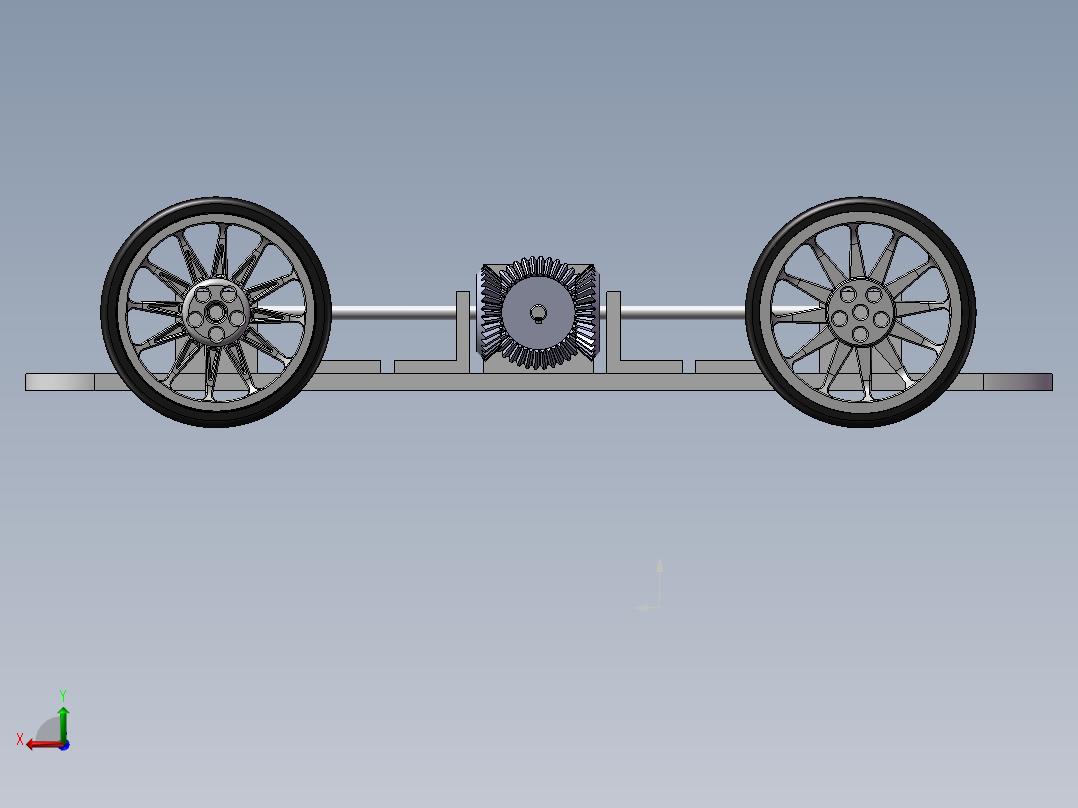 四轮小车底盘三维模型1290576后视图