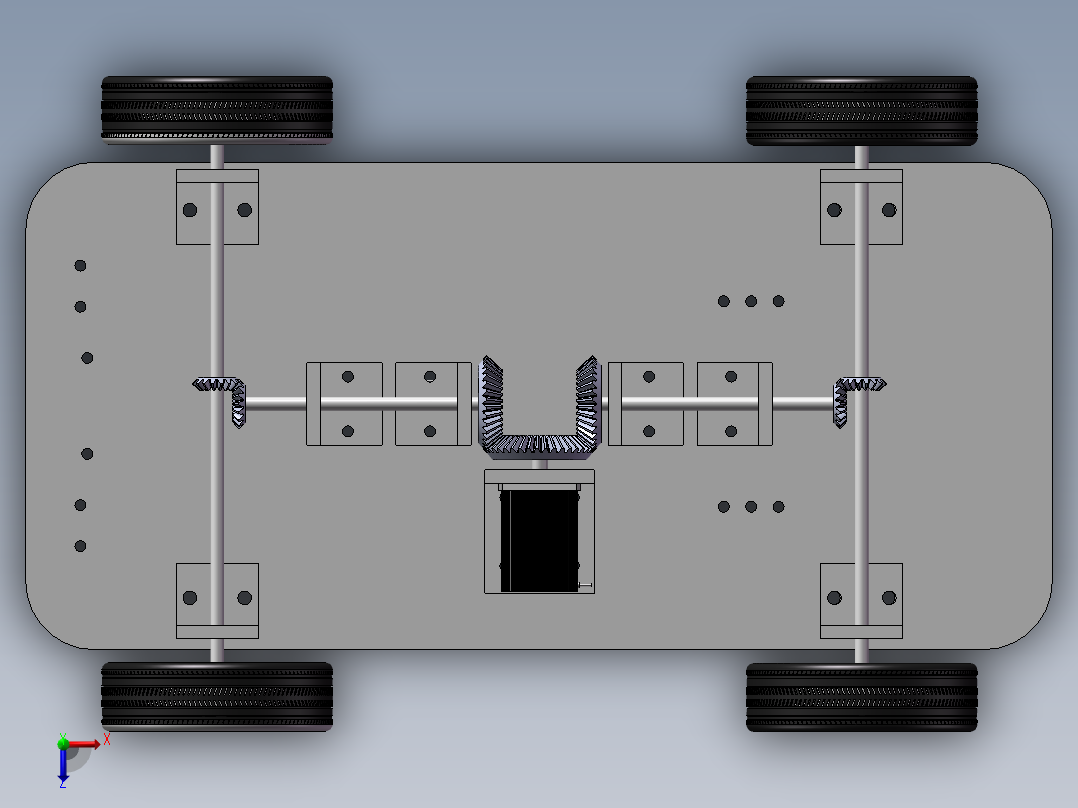 四轮小车底盘三维模型1290576俯视图