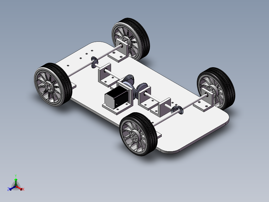 四轮小车底盘三维模型1290576正等轴测图