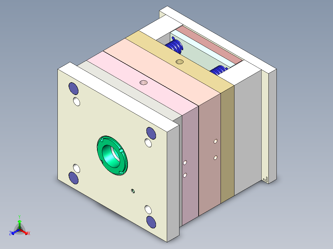 鱼缸盖（三板模）正等轴测图