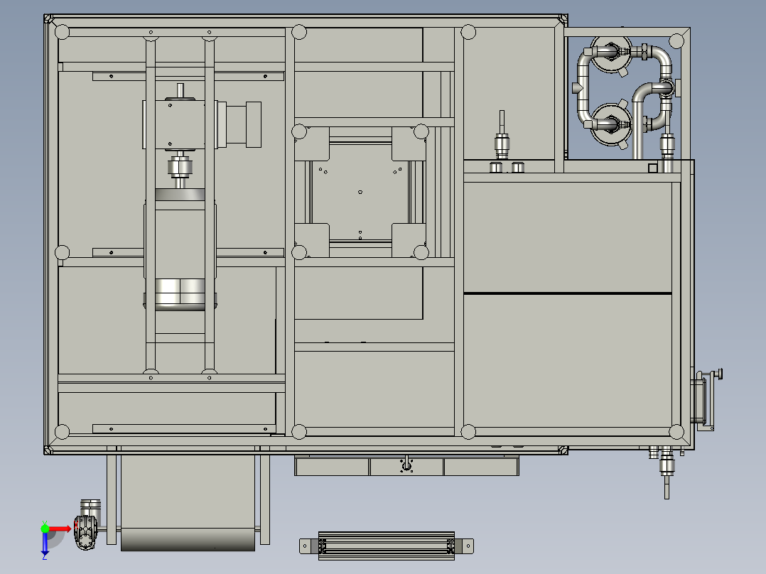 阀体超声波清洗+烘干装置俯视图
