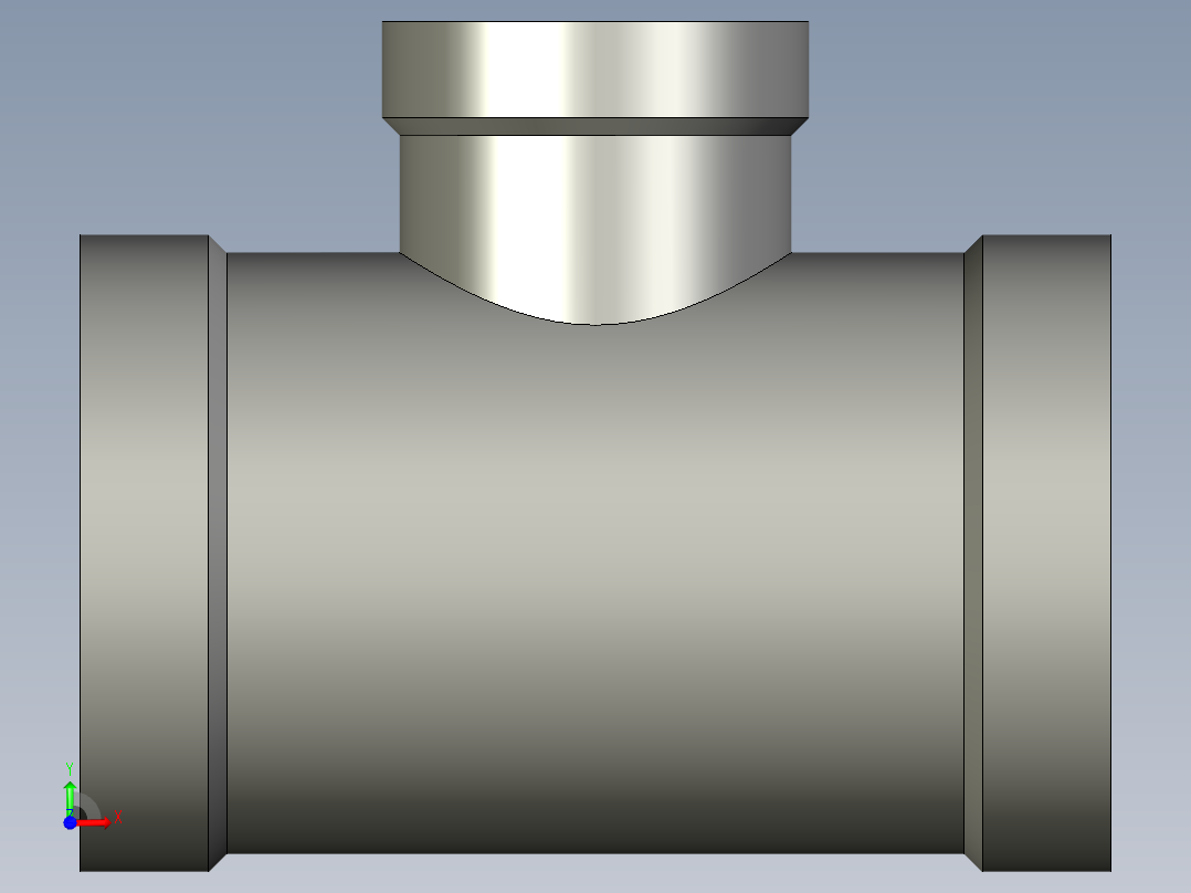 螺纹管三通-异径 DN25-DN15前视图