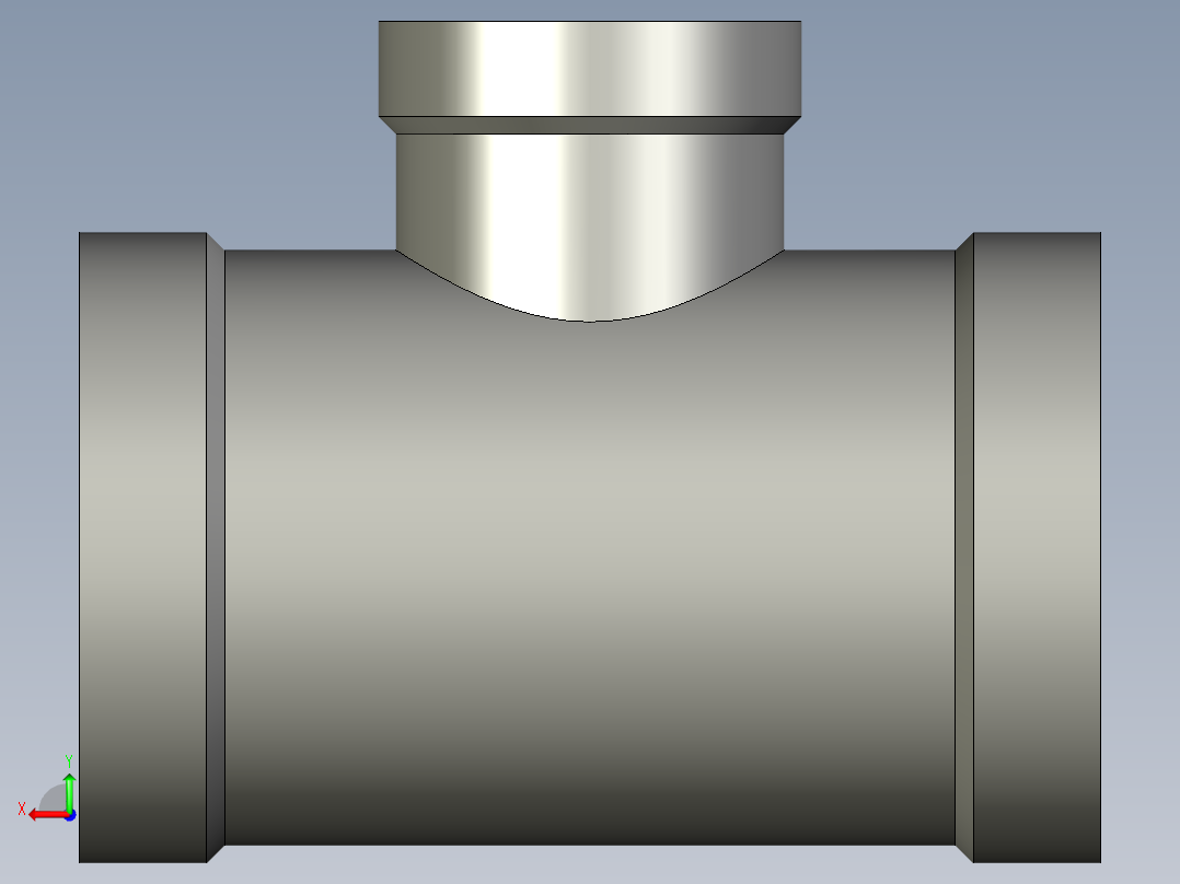 螺纹管三通-异径 DN25-DN15后视图