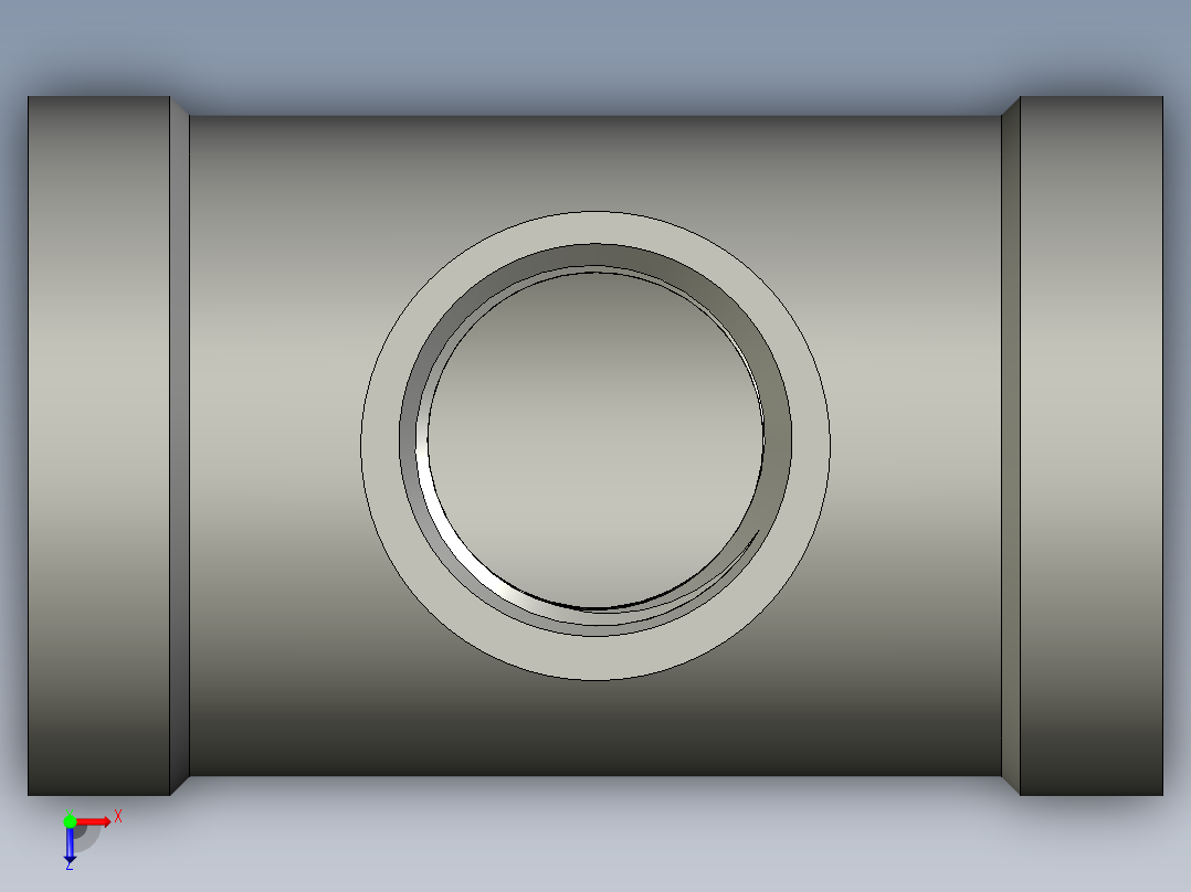 螺纹管三通-异径 DN25-DN15俯视图