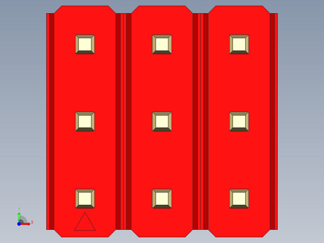 彩色公头100mil（2.54mm）系列-DS1021_red_3x03p_100mil_Type5_rev1.0前视图