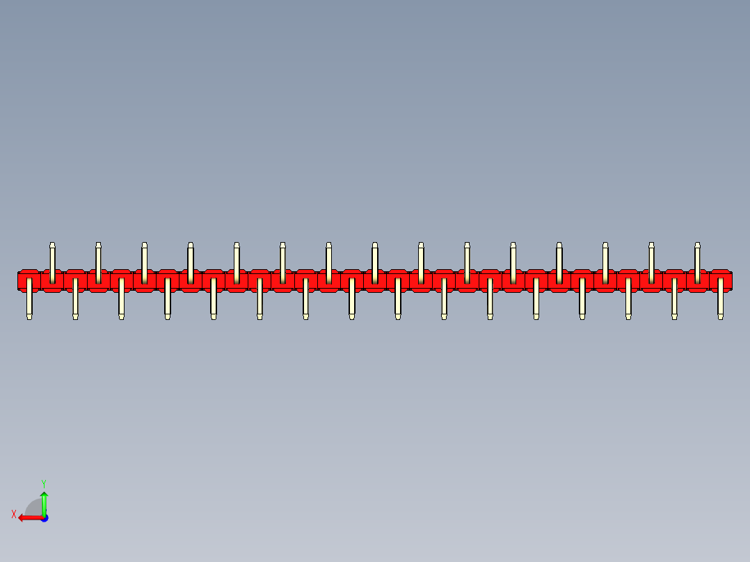 彩色公排针 100mil 2.54mm 系列-DS1022_red_31p_100mil_Type_SMT_R2_rev1.0后视图