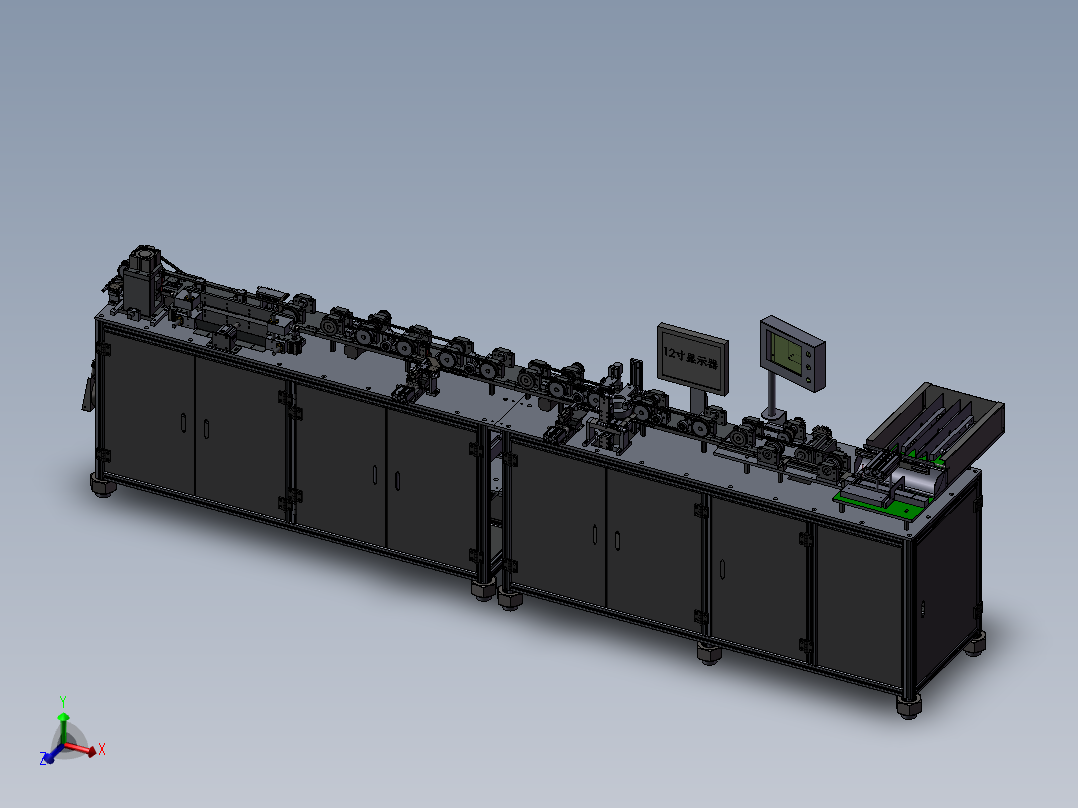 全自动电阻元件组装+检测线体3D模型