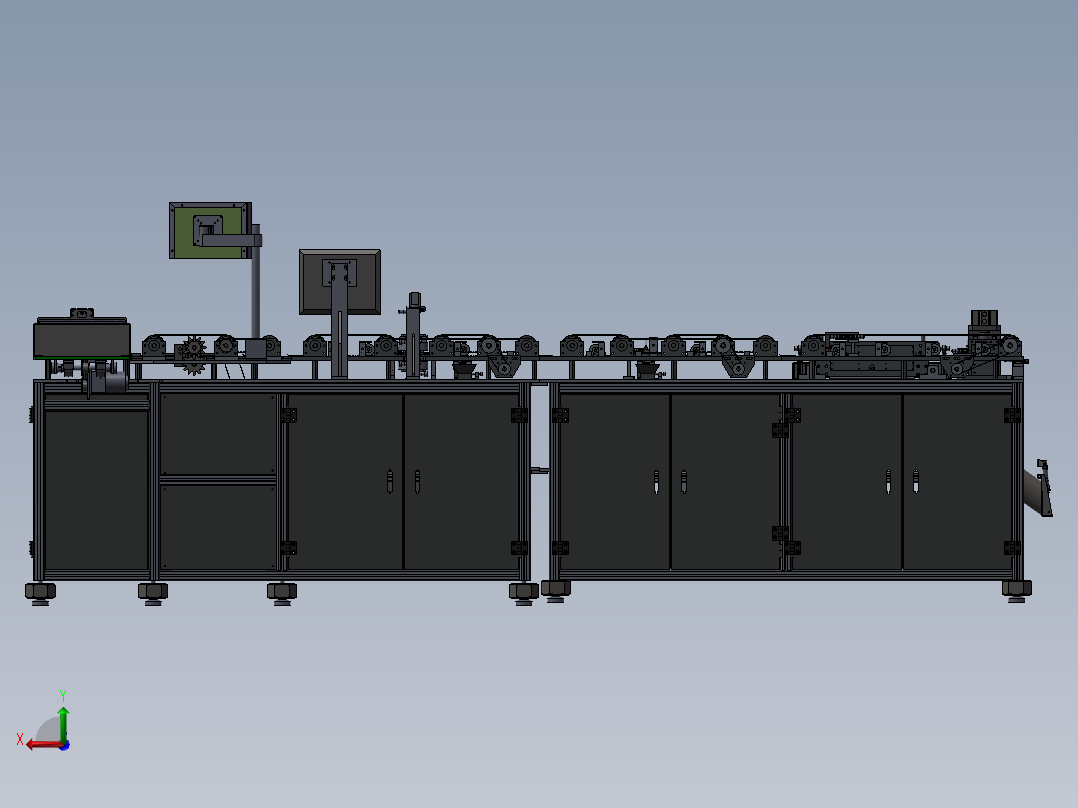全自动电阻元件组装+检测线体3D模型后视图