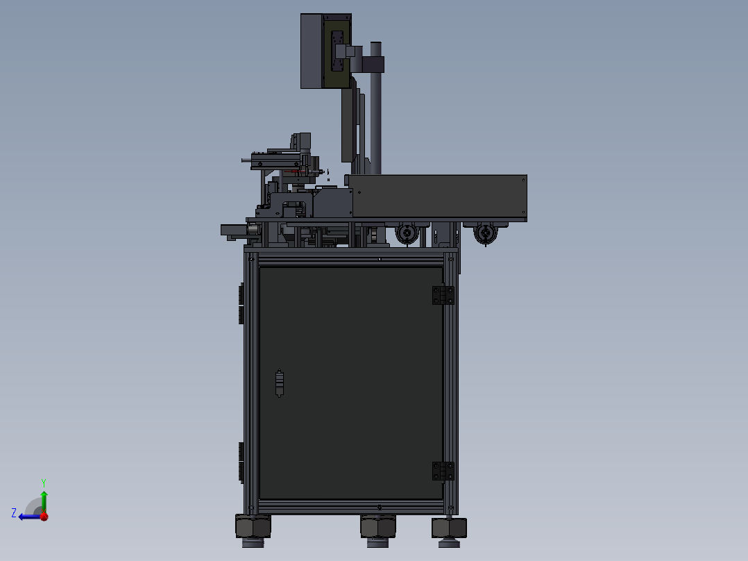 全自动电阻元件组装+检测线体3D模型右视图