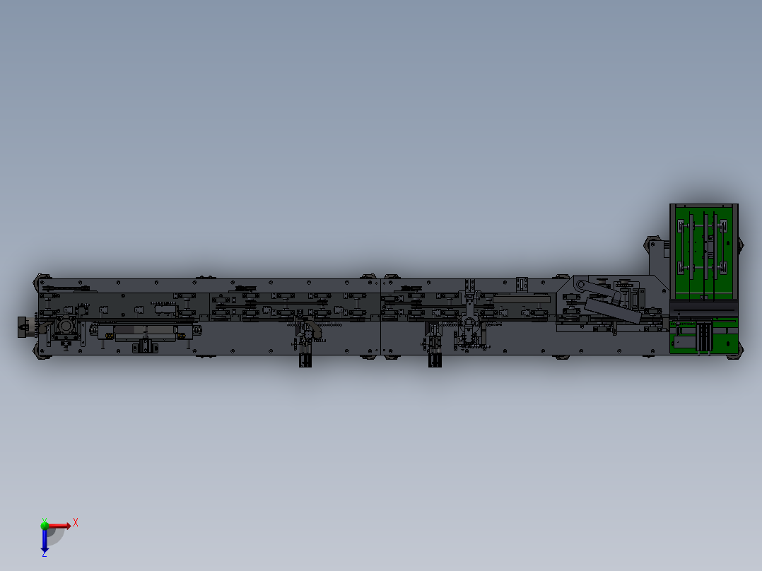 全自动电阻元件组装+检测线体3D模型俯视图