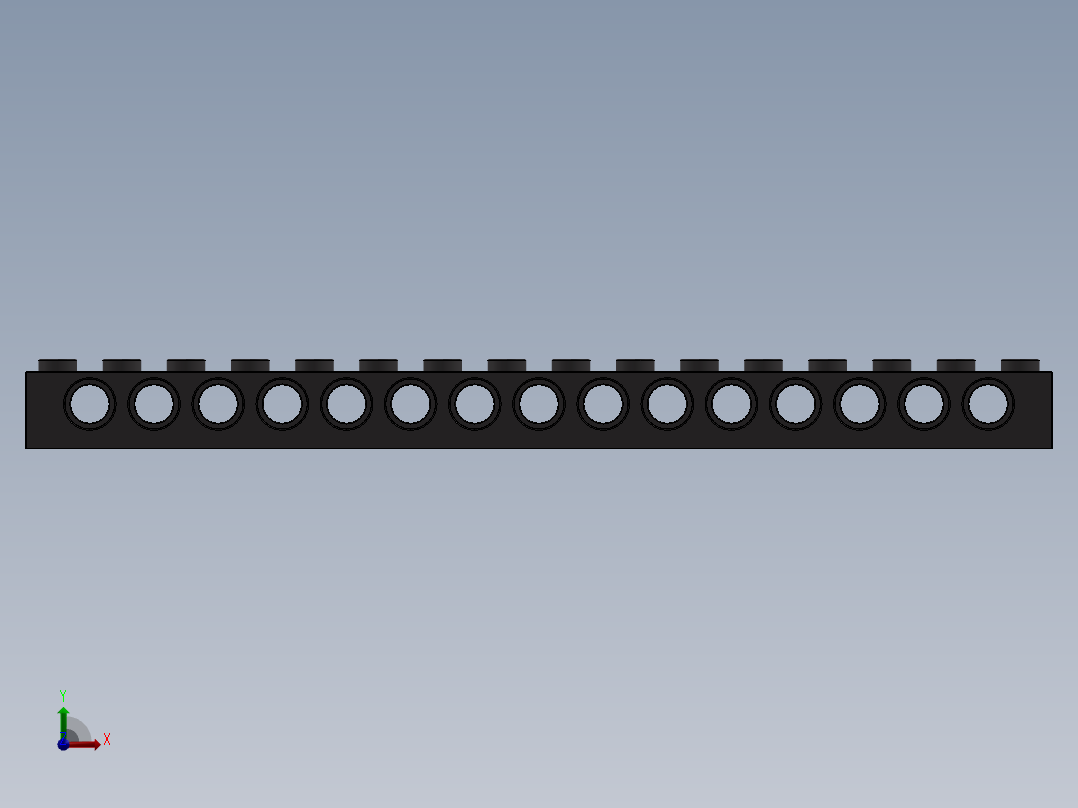 乐高机械组积木（横梁）-4256828 - 3703 Dark Stone Grey Technic Brick 1 x 16 with Holes前视图