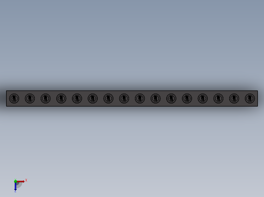 乐高机械组积木（横梁）-4256828 - 3703 Dark Stone Grey Technic Brick 1 x 16 with Holes俯视图