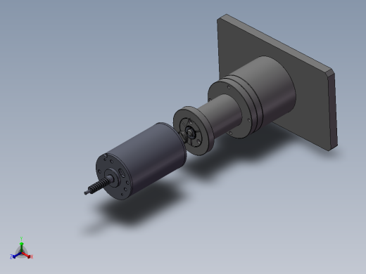 马达轴心刹車片涂油机构_含涡杆轴心马达正等轴测缩略图