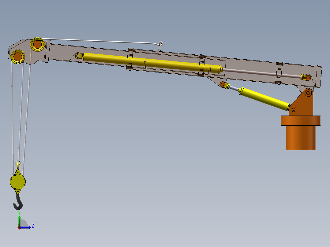 变幅旋转二级伸缩臂起重机左视图