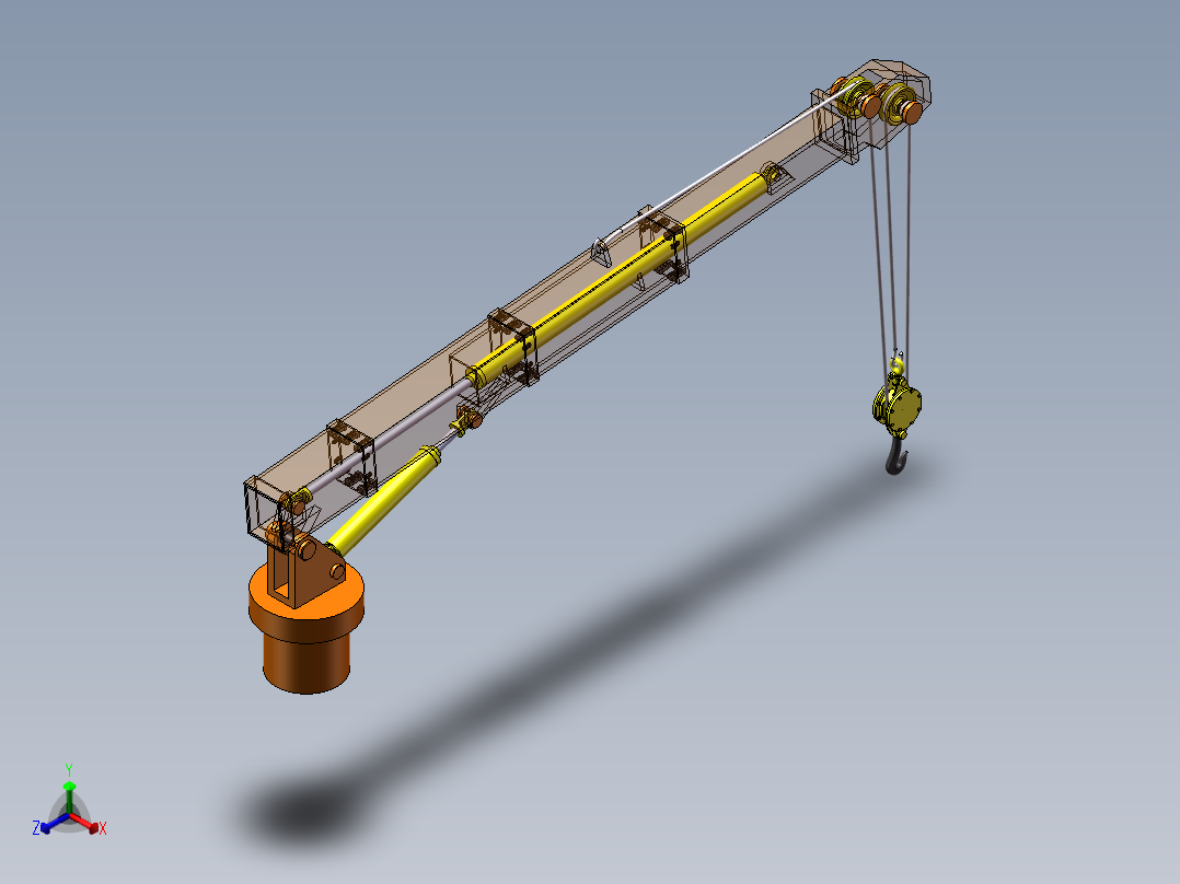 变幅旋转二级伸缩臂起重机正等轴测图