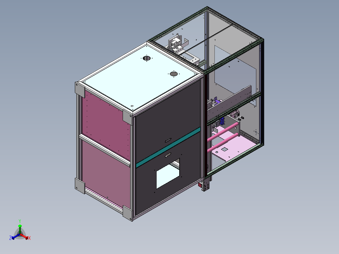 自动化导光板裁切机 sw16可编辑正等轴测图