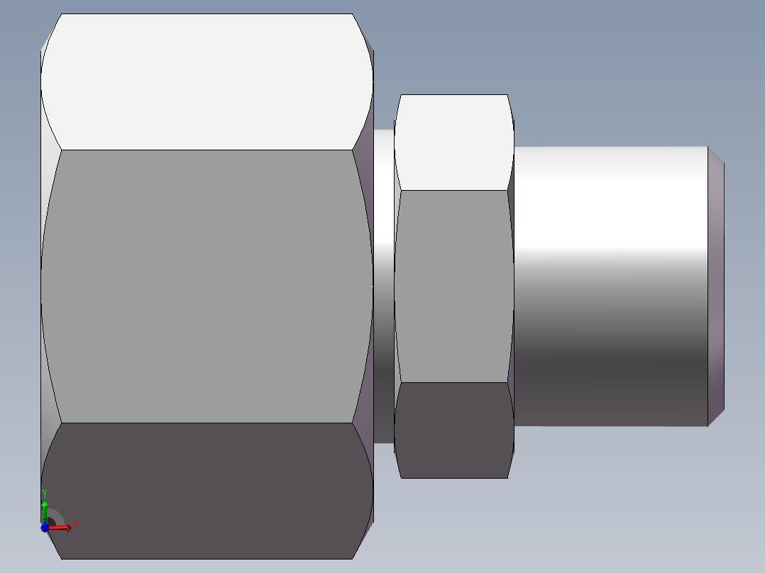 直通变径接头、2D-16-22前视图